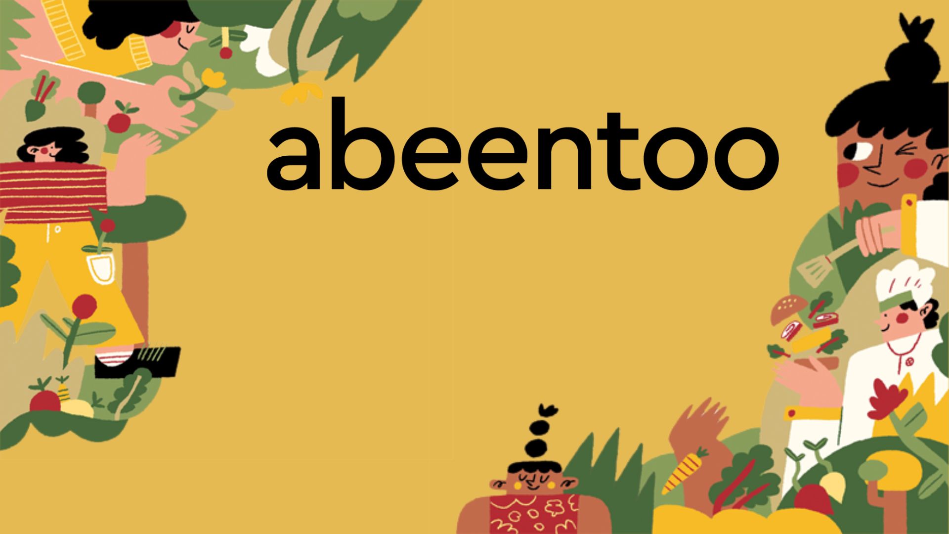abeentoo- regionaler partner von Steidinger Gelber Hintergrund mit schwarzem Text - Comicfiguren - abeentoo Logo