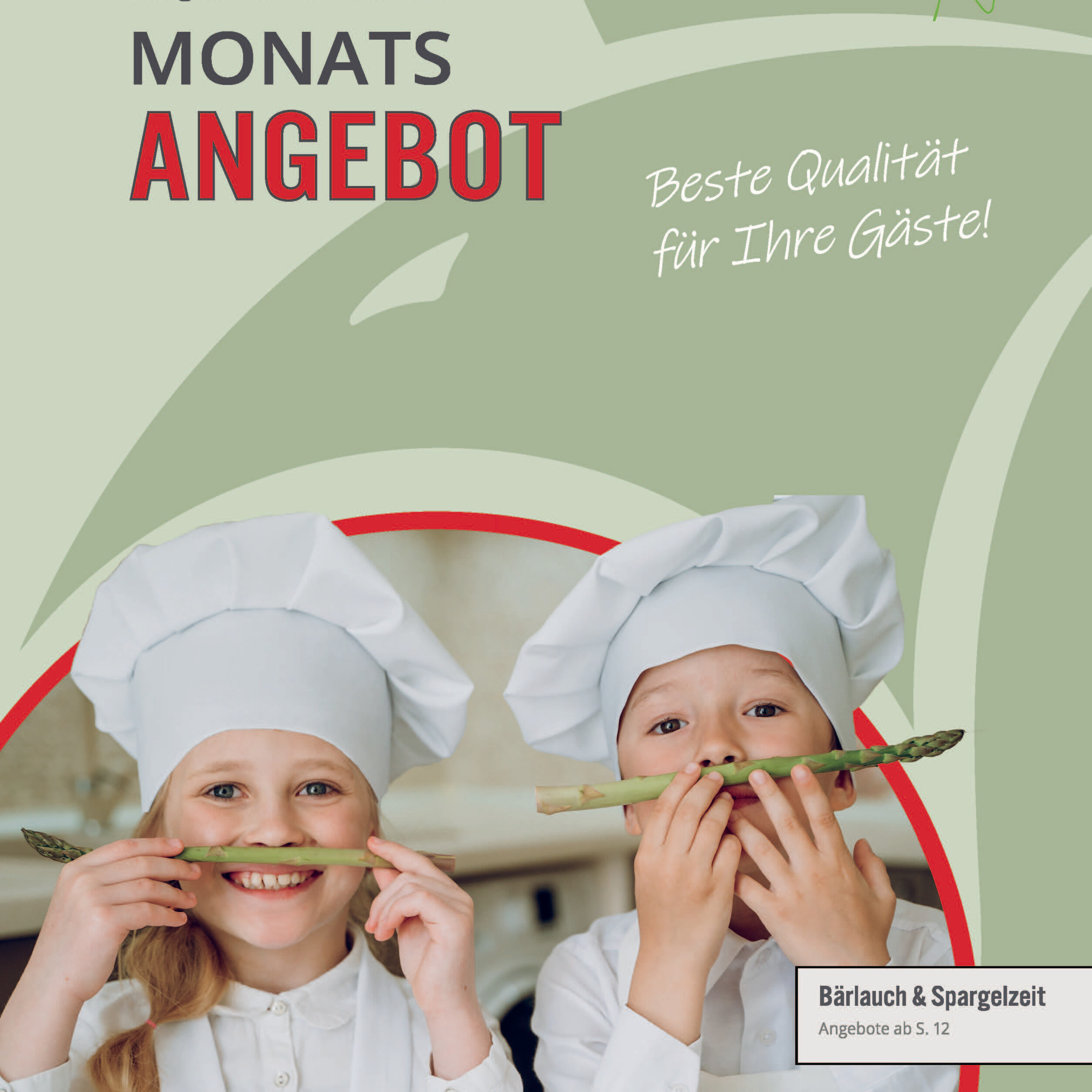 Kinder halten Spargel in den Händen. Katalog Umschlag Steidinger