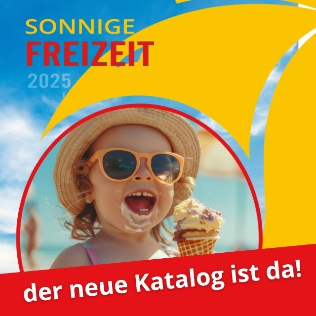 Ein Kind isst ein Eis. Cover vom Katalog Sonnige Freizeit von Steidinger & Schmidt GmbH